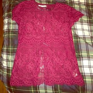 🍷Lace open back top